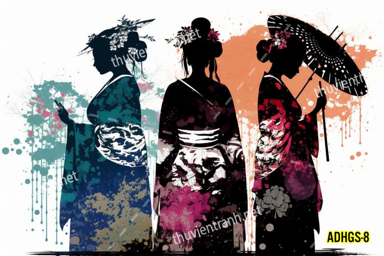 Tranh dán tường hoa cô gái Geisha Nhật Bản-ADHGS-8 - Kết quả tìm kiếm tranh tường